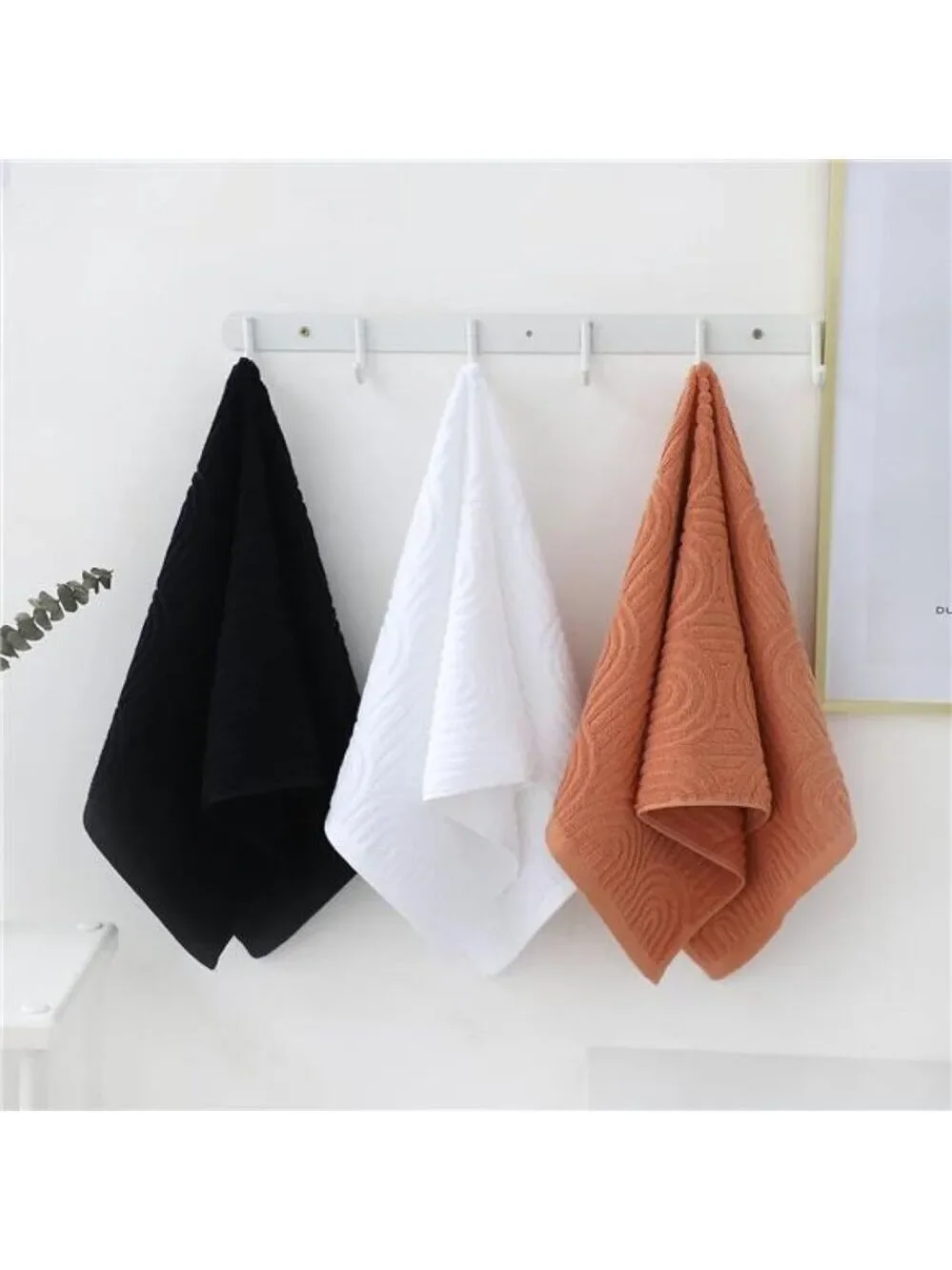 Cotton hand towel set 2 piece striped absorbent soft decorative bathroom kitchen